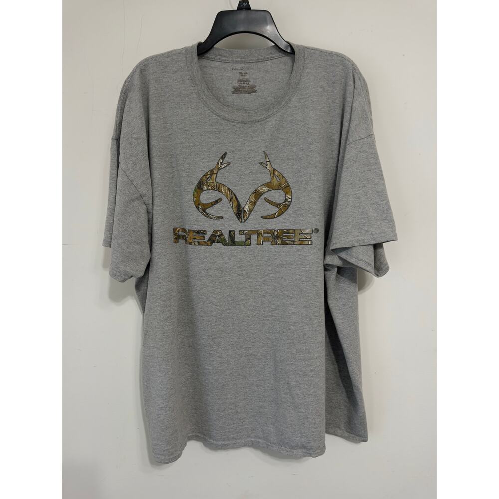 Realtree graphic t-shirt in gray with iconic camo antler logo sz 3XL outdoor